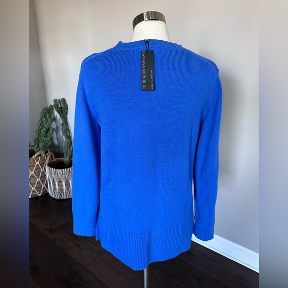 Banana Republic Crewneck Pullover Sweater Supersoft Cotton Cornflower Blue LG - Picture 4 of 9